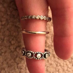 Pandora 925 sterling silver 3 ring stack size 6